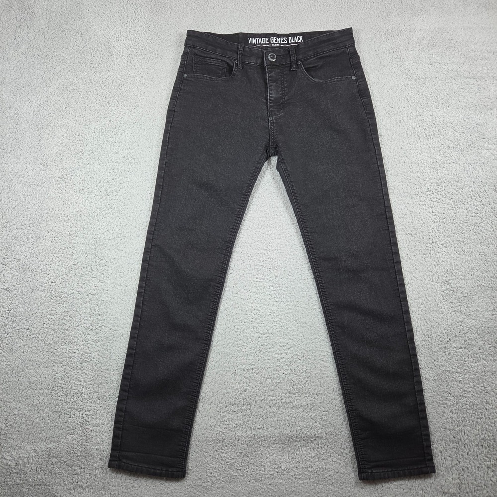 VGB Vintage Genes Black Slim Fit Jeans Men 32x32(32x29) Black Denim Stretch